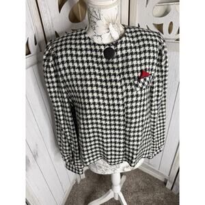 VTG I. Magnin Houndstooth Blazer Top Cropped Charles Alan Button Size 10P